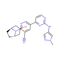 Cn1cc(Nc2nccc(-c3cnc(N4[C@H]5CC[C@H]4CC(O)C5)c(C#N)c3)n2)cn1 ZINC001772654196