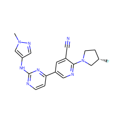 Cn1cc(Nc2nccc(-c3cnc(N4CC[C@H](F)C4)c(C#N)c3)n2)cn1 ZINC000221244606