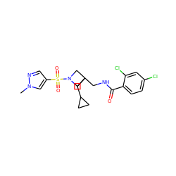 Cn1cc(S(=O)(=O)N2CC(CNC(=O)c3ccc(Cl)cc3Cl)(CC3CC3)C2)cn1 ZINC000040939094