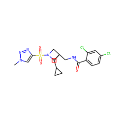 Cn1cc(S(=O)(=O)N2CC(CNC(=O)c3ccc(Cl)cc3Cl)(CC3CC3)C2)nn1 ZINC000040939096