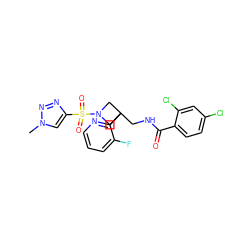 Cn1cc(S(=O)(=O)N2CC(CNC(=O)c3ccc(Cl)cc3Cl)(c3ncccc3F)C2)nn1 ZINC000045484654