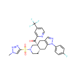 Cn1cc(S(=O)(=O)N2CC[C@H]3Cc4c(cnn4-c4ccc(F)cc4)C[C@]3(C(=O)c3cc(C(F)(F)F)ccn3)C2)nn1 ZINC001772617537