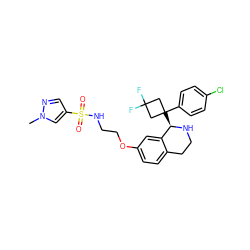 Cn1cc(S(=O)(=O)NCCOc2ccc3c(c2)[C@@H](C2(c4ccc(Cl)cc4)CC(F)(F)C2)NCC3)cn1 ZINC000114980206