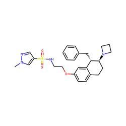 Cn1cc(S(=O)(=O)NCCOc2ccc3c(c2)[C@H](Cc2ccccc2)[C@@H](N2CCC2)CC3)cn1 ZINC000142546207