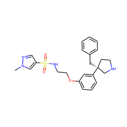 Cn1cc(S(=O)(=O)NCCOc2cccc([C@@]3(Cc4ccccc4)CCNC3)c2)cn1 ZINC000114261049