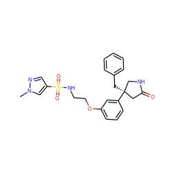 Cn1cc(S(=O)(=O)NCCOc2cccc([C@@]3(Cc4ccccc4)CNC(=O)C3)c2)cn1 ZINC000114260017