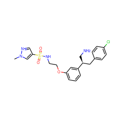 Cn1cc(S(=O)(=O)NCCOc2cccc([C@@H](CN)Cc3ccc(Cl)cc3)c2)cn1 ZINC000114259127