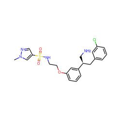 Cn1cc(S(=O)(=O)NCCOc2cccc([C@@H](CN)Cc3cccc(Cl)c3)c2)cn1 ZINC000114260189