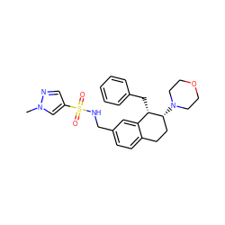 Cn1cc(S(=O)(=O)NCc2ccc3c(c2)[C@H](Cc2ccccc2)[C@H](N2CCOCC2)CC3)cn1 ZINC000088261039