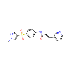 Cn1cc(S(=O)(=O)c2ccc(NC(=O)/C=C/c3cccnc3)cc2)cn1 ZINC000225950163