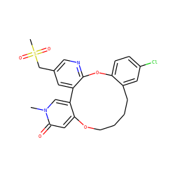 Cn1cc2c(cc1=O)OCCCCc1cc(Cl)ccc1Oc1ncc(CS(C)(=O)=O)cc1-2 ZINC001772575370