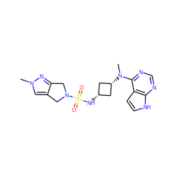 Cn1cc2c(n1)CN(S(=O)(=O)N[C@H]1C[C@@H](N(C)c3ncnc4[nH]ccc34)C1)C2 ZINC000261162958