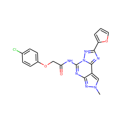 Cn1cc2c(nc(NC(=O)COc3ccc(Cl)cc3)n3nc(-c4ccco4)nc23)n1 ZINC000045298371