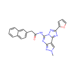 Cn1cc2c(nc(NC(=O)Cc3ccc4ccccc4c3)n3nc(-c4ccco4)nc23)n1 ZINC000045291595