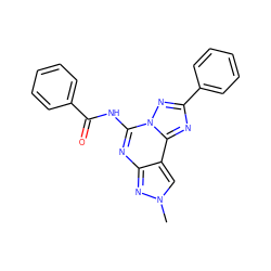 Cn1cc2c(nc(NC(=O)c3ccccc3)n3nc(-c4ccccc4)nc23)n1 ZINC000049068581