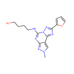 Cn1cc2c(nc(NCCCCO)n3nc(-c4ccco4)nc23)n1 ZINC000095574579