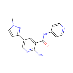 Cn1ccc(-c2cnc(N)c(C(=O)Nc3ccncc3)c2)n1 ZINC000149961518