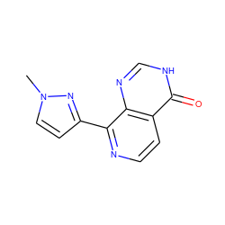 Cn1ccc(-c2nccc3c(=O)[nH]cnc23)n1 ZINC000653726428