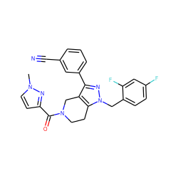 Cn1ccc(C(=O)N2CCc3c(c(-c4cccc(C#N)c4)nn3Cc3ccc(F)cc3F)C2)n1 ZINC000204905539