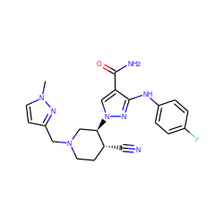 Cn1ccc(CN2CC[C@@H](C#N)[C@H](n3cc(C(N)=O)c(Nc4ccc(F)cc4)n3)C2)n1 ZINC000204948866