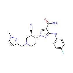 Cn1ccc(CN2CC[C@@H](n3cc(C(N)=O)c(Nc4ccc(F)cc4)n3)[C@H](C#N)C2)n1 ZINC000220661988