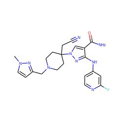 Cn1ccc(CN2CCC(CC#N)(n3cc(C(N)=O)c(Nc4ccnc(F)c4)n3)CC2)n1 ZINC000220970255