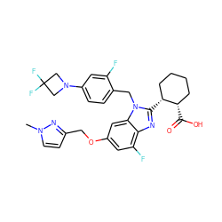 Cn1ccc(COc2cc(F)c3nc([C@@H]4CCCC[C@@H]4C(=O)O)n(Cc4ccc(N5CC(F)(F)C5)cc4F)c3c2)n1 ZINC000221570627