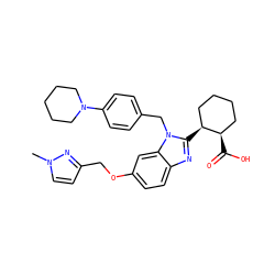 Cn1ccc(COc2ccc3nc([C@H]4CCCC[C@H]4C(=O)O)n(Cc4ccc(N5CCCCC5)cc4)c3c2)n1 ZINC000218330113