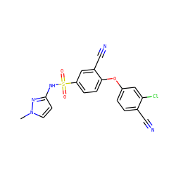 Cn1ccc(NS(=O)(=O)c2ccc(Oc3ccc(C#N)c(Cl)c3)c(C#N)c2)n1 ZINC000219512101