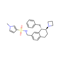 Cn1ccc(S(=O)(=O)NCc2ccc3c(c2)[C@H](Cc2ccccc2)[C@@H](N2CCC2)CC3)c1 ZINC000142353052