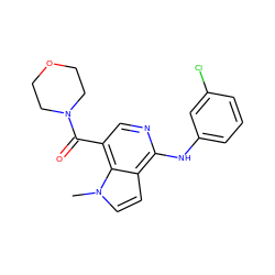 Cn1ccc2c(Nc3cccc(Cl)c3)ncc(C(=O)N3CCOCC3)c21 ZINC000034951297