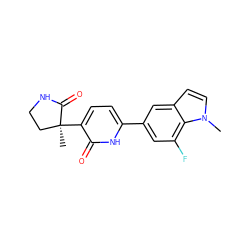 Cn1ccc2cc(-c3ccc([C@@]4(C)CCNC4=O)c(=O)[nH]3)cc(F)c21 ZINC001772650501