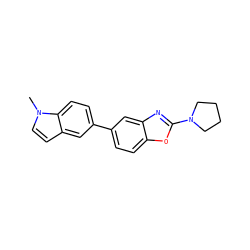 Cn1ccc2cc(-c3ccc4oc(N5CCCC5)nc4c3)ccc21 ZINC000140473382