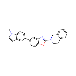 Cn1ccc2cc(-c3ccc4oc(N5CCc6ccccc6C5)nc4c3)ccc21 ZINC000140453866