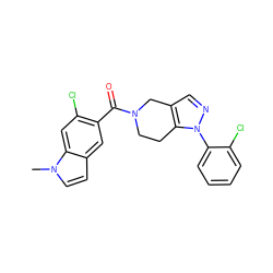 Cn1ccc2cc(C(=O)N3CCc4c(cnn4-c4ccccc4Cl)C3)c(Cl)cc21 ZINC000028708566