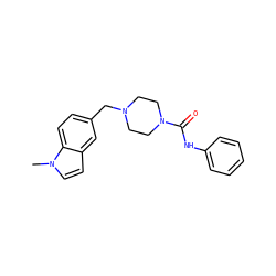 Cn1ccc2cc(CN3CCN(C(=O)Nc4ccccc4)CC3)ccc21 ZINC000038278717