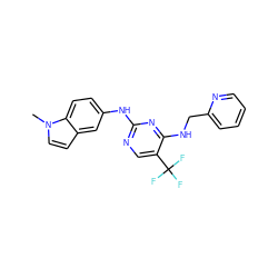 Cn1ccc2cc(Nc3ncc(C(F)(F)F)c(NCc4ccccn4)n3)ccc21 ZINC000040402070