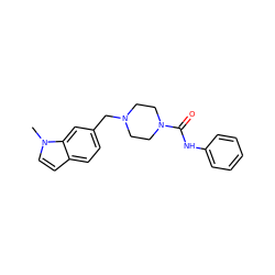 Cn1ccc2ccc(CN3CCN(C(=O)Nc4ccccc4)CC3)cc21 ZINC000038208543