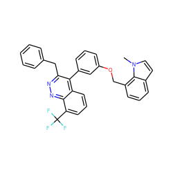 Cn1ccc2cccc(COc3cccc(-c4c(Cc5ccccc5)nnc5c(C(F)(F)F)cccc45)c3)c21 ZINC000036488241