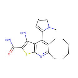 Cn1cccc1-c1c2c(nc3sc(C(N)=O)c(N)c13)CCCCCC2 ZINC000049070869