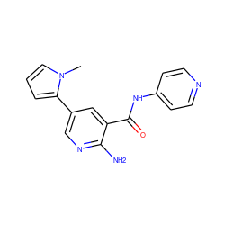 Cn1cccc1-c1cnc(N)c(C(=O)Nc2ccncc2)c1 ZINC000150061715