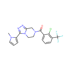 Cn1cccc1-c1nnc2n1CCN(C(=O)c1cccc(C(F)(F)F)c1Cl)C2 ZINC000095565073