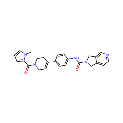 Cn1cccc1C(=O)N1CC=C(c2ccc(NC(=O)N3Cc4ccncc4C3)cc2)CC1 ZINC000166454709