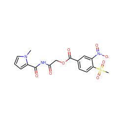 Cn1cccc1C(=O)NC(=O)COC(=O)c1ccc(S(C)(=O)=O)c([N+](=O)[O-])c1 ZINC000003369037