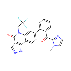 Cn1ccnc1C(=O)c1ccccc1-c1ccc2c3[nH]ncc3c(=O)n(CC(F)(F)F)c2c1 ZINC000205508427