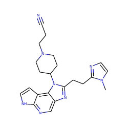 Cn1ccnc1CCc1nc2cnc3[nH]ccc3c2n1C1CCN(CCC#N)CC1 ZINC000095561816