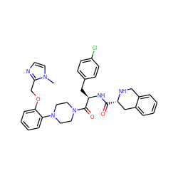 Cn1ccnc1COc1ccccc1N1CCN(C(=O)[C@@H](Cc2ccc(Cl)cc2)NC(=O)[C@H]2Cc3ccccc3CN2)CC1 ZINC000027853194