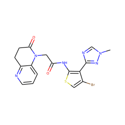 Cn1cnc(-c2c(Br)csc2NC(=O)CN2C(=O)CCc3ncccc32)n1 ZINC000072181730