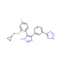 Cn1cnc(-c2cc(-c3nn[nH]n3)ccn2)c1-c1ccc(F)cc1OCC1CC1 ZINC000225947081