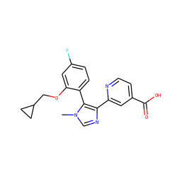 Cn1cnc(-c2cc(C(=O)O)ccn2)c1-c1ccc(F)cc1OCC1CC1 ZINC000225958476